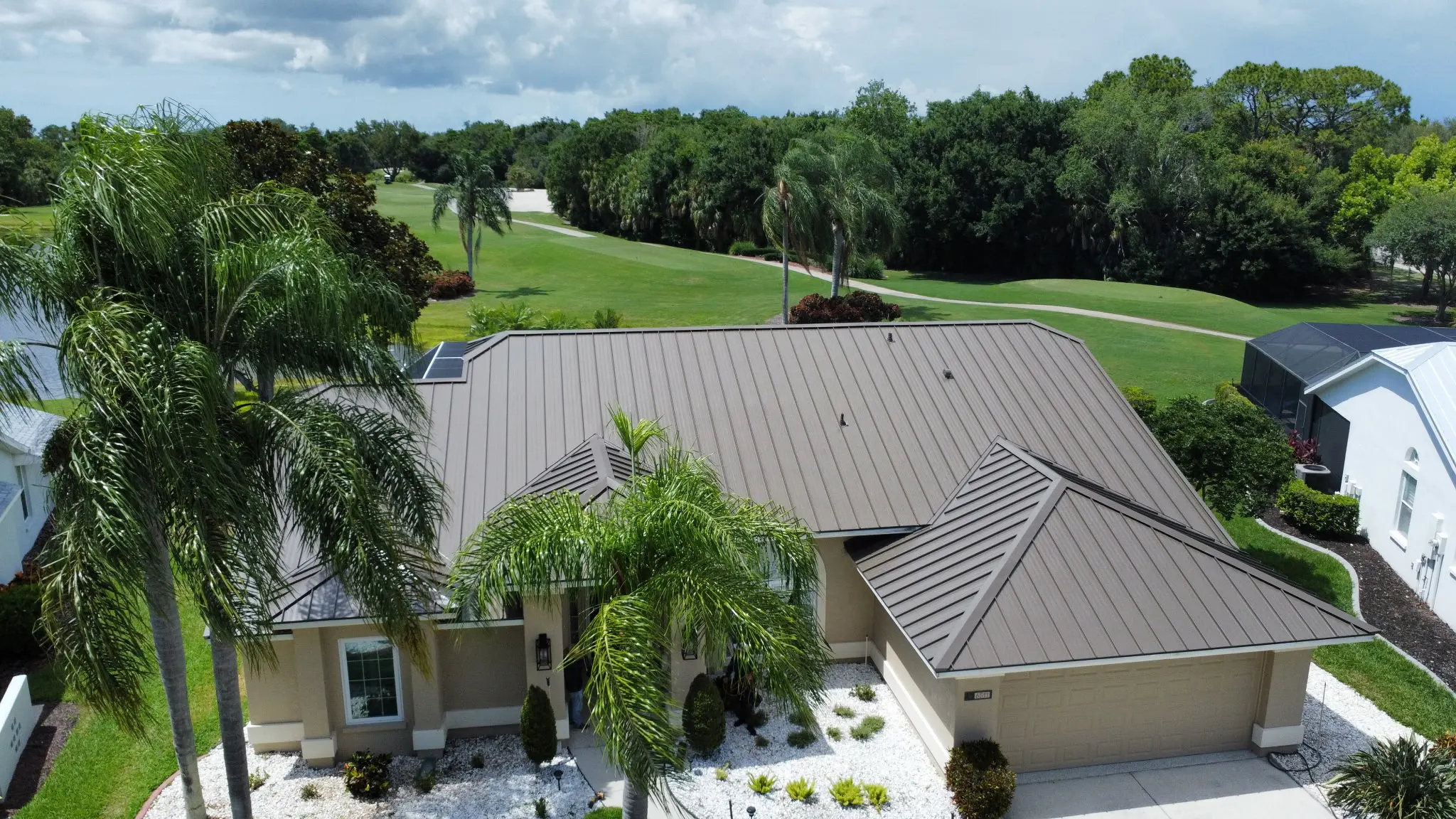 After photo of a standing seam metal roof replacement in Lakewood Ranch
